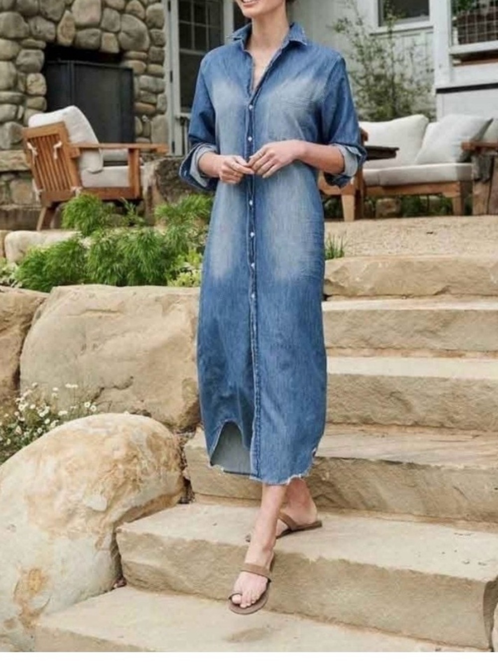 Frank & Eileen Rory Maxi Shirtdress Chambray